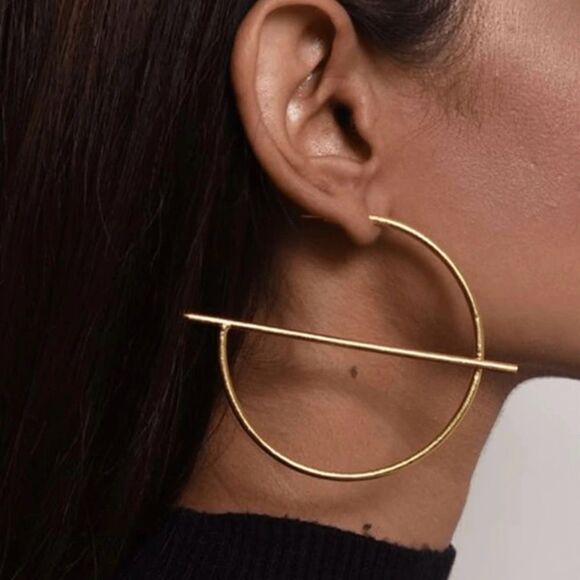 Anthropologie Jewelry - Gold geo hoop earrings #87